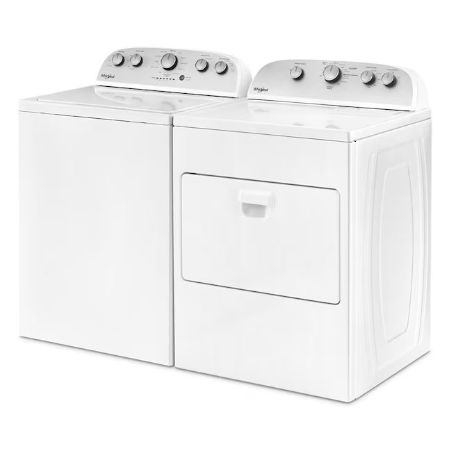 Whirlpool Top Load 3.8 Cu. Ft. Washer with Removable Agitator in White WTW4957PW - Certified Refurbished and Whirlpool 7-cu ft Electric Dryer in White WED5000DW - Certified Refurbished