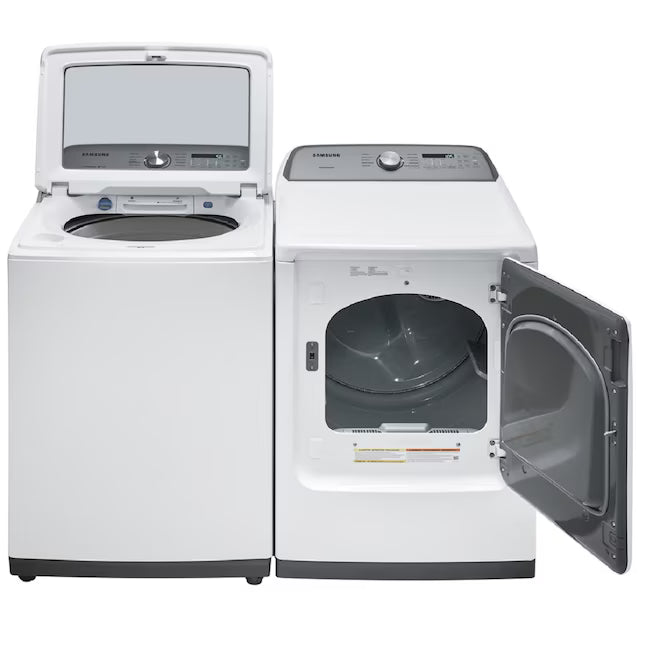 Samsung ENERGY STAR 5.0 cu. ft. Top Load Washing Machine with Active Water Jet WA50R5200AW - Certified Refurbished and Samsung 7.4 cu. ft. Vented Gas Dryer with Sensor Dry in White DVG50R5200W - Certified Refurbished