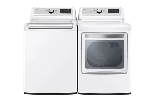 LG 4.5-cu ft High Efficiency Impeller Top-Load Washer ENERGY STAR in White WT7060CW - Certified Refurbished and LG 7.3 cu. ft. Ultra Large Capacity Smart wi-fi Enabled Rear Control Gas Dryer with EasyLoad™ Door DLG7401WE - Certified Refurbished