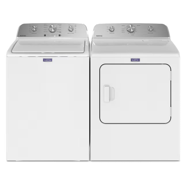 Maytag 4.2 Cu. Ft. Capacity Top Load Washer in White MTW4205SW - Open Box and MayTag 7.0 cu. ft. Top Load Electric Wrinkle Prevent Dryer MED4500MW - Scratch & Dent (Minor)