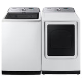 Samsung 5.2 cu. ft. Large Capacity Smart Top Load Washer with Super Speed Wash in White WA52DG5500AW - Scratch & Dent (Minor) and Samsung White Smart Electric 7.4 Cu. Ft. Dryer with Sensor Dry and Steam Sanitize+ DVE52A5500W - Scratch & Dent (Minor)