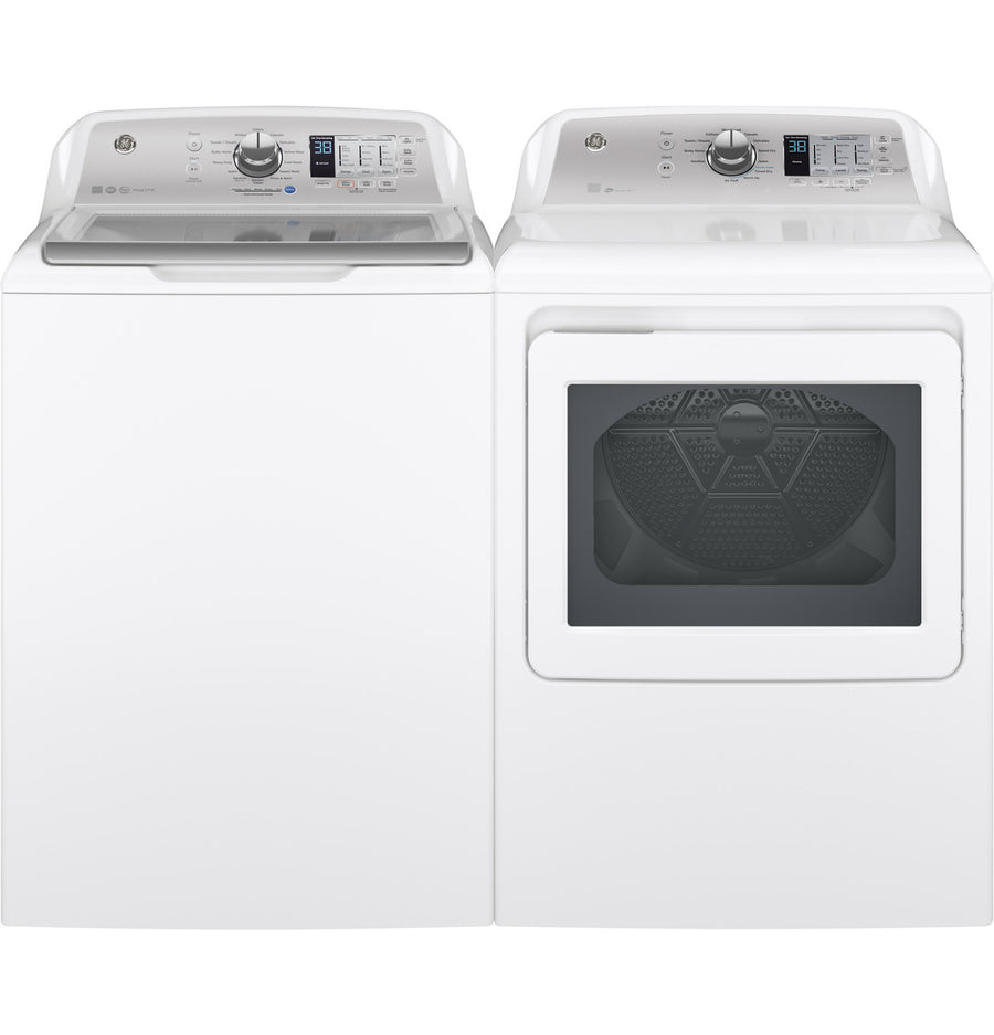 GE® 4.6 cu. ft. Capacity Washer with Stainless Steel Basket GTW680BSJWS - Certified Refurbished and GE® ENERGY STAR® 7.4 cu. ft. Capacity Aluminized Alloy Drum Electric Dryer with Sensor Dry GTD65EBSJWS - Certified Refurbished