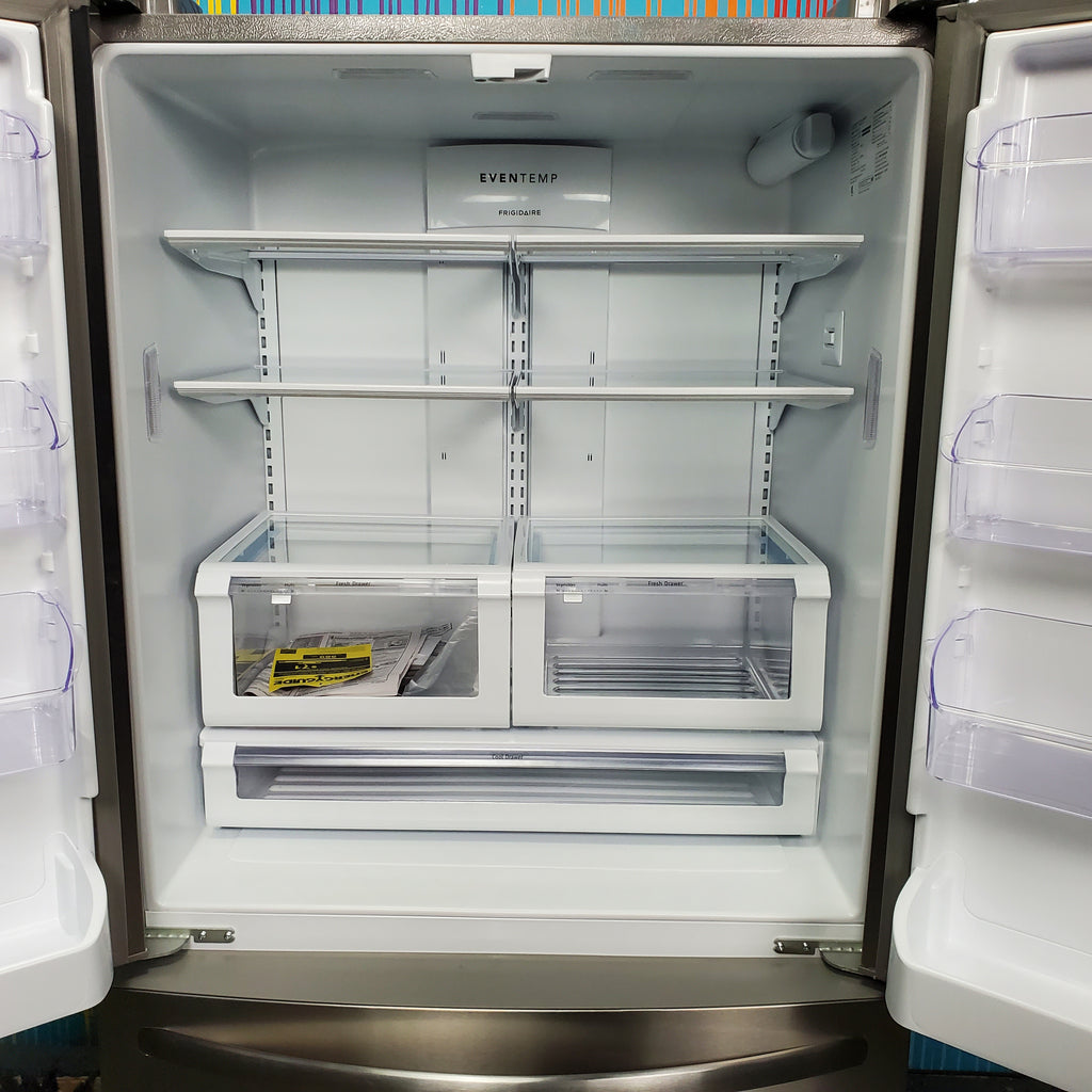 Pictures of 35.63" Wide Counter Depth Stainless Steel ENERGY STAR Frigidaire 22.4 cu. ft. 3 Door French Door Refrigerator with Internal Ice Maker - Scratch & Dent - Major - Neu Appliance Outlet - Discount Appliance Outlet in Austin, Tx