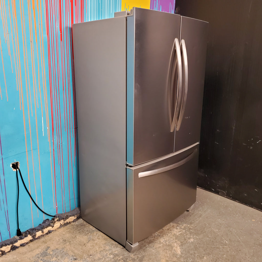 Pictures of 35.63" Wide Counter Depth Stainless Steel ENERGY STAR Frigidaire 22.4 cu. ft. 3 Door French Door Refrigerator with Internal Ice Maker - Scratch & Dent - Major - Neu Appliance Outlet - Discount Appliance Outlet in Austin, Tx