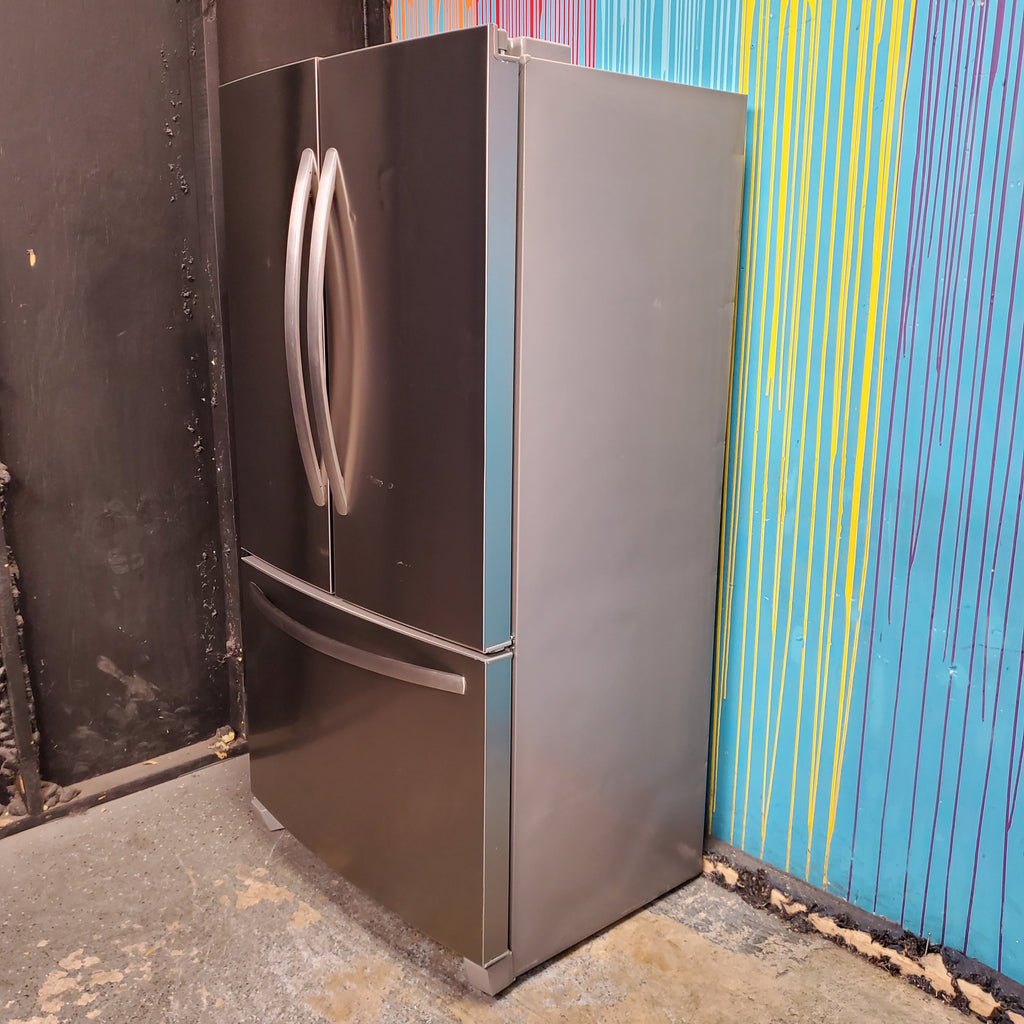 Pictures of 35.63" Wide Counter Depth Stainless Steel ENERGY STAR Frigidaire 22.4 cu. ft. 3 Door French Door Refrigerator with Internal Ice Maker - Scratch & Dent - Major - Neu Appliance Outlet - Discount Appliance Outlet in Austin, Tx