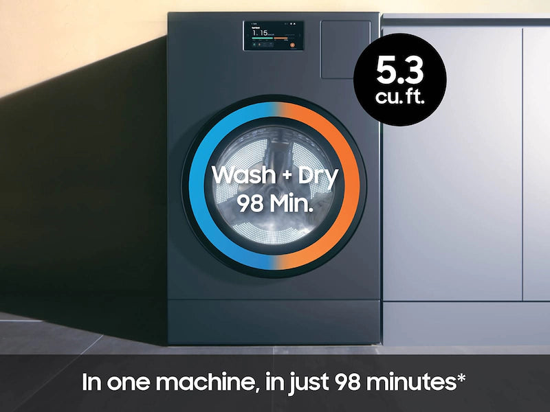 Pictures of Samsung Dark Steel Bespoke 5.3 cu. ft. Ultra Capacity All-In-One Washer Dryer Combo with Super Speed and Ventless Heat Pump - New In Box - Neu Appliance Outlet - Discount Appliance Outlet in Austin, Tx
