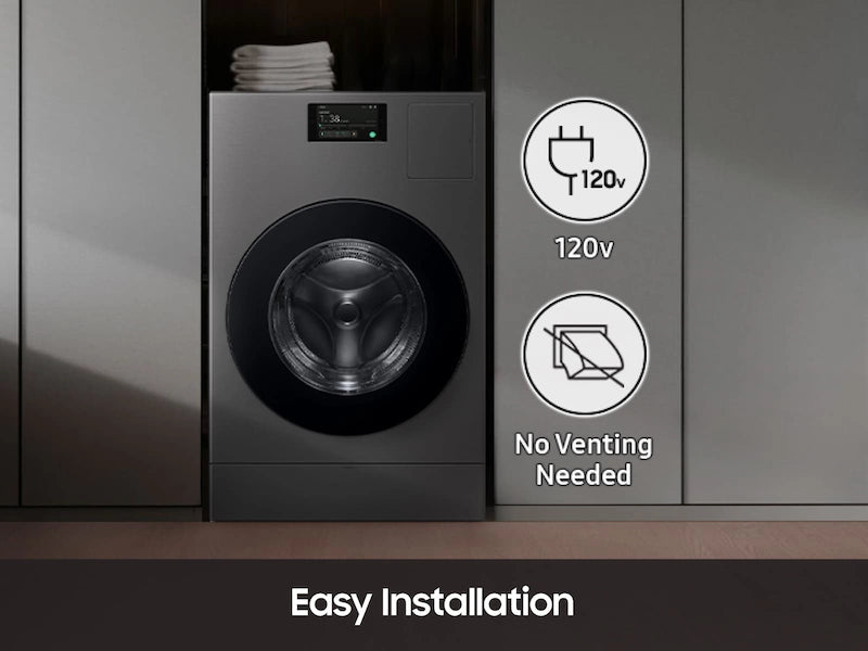 Pictures of Samsung Dark Steel Bespoke 5.3 cu. ft. Ultra Capacity All-In-One Washer Dryer Combo with Super Speed and Ventless Heat Pump - New In Box - Neu Appliance Outlet - Discount Appliance Outlet in Austin, Tx