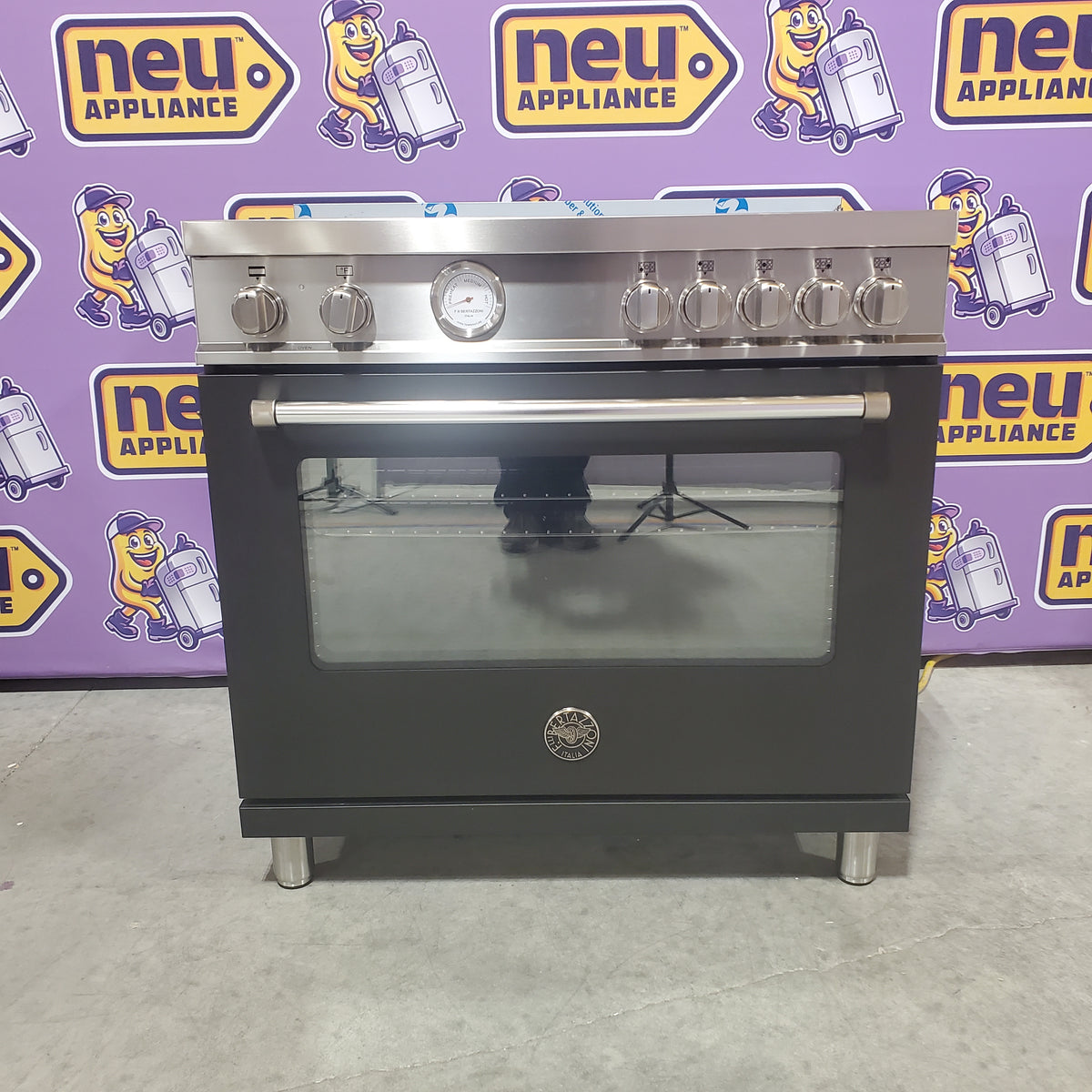 Bertazzoni Master Series 5.9 Cu. Ft. Freestanding Electric Induction Range with Power Bridge Zone in Black MAST365INMNEE - Open Box