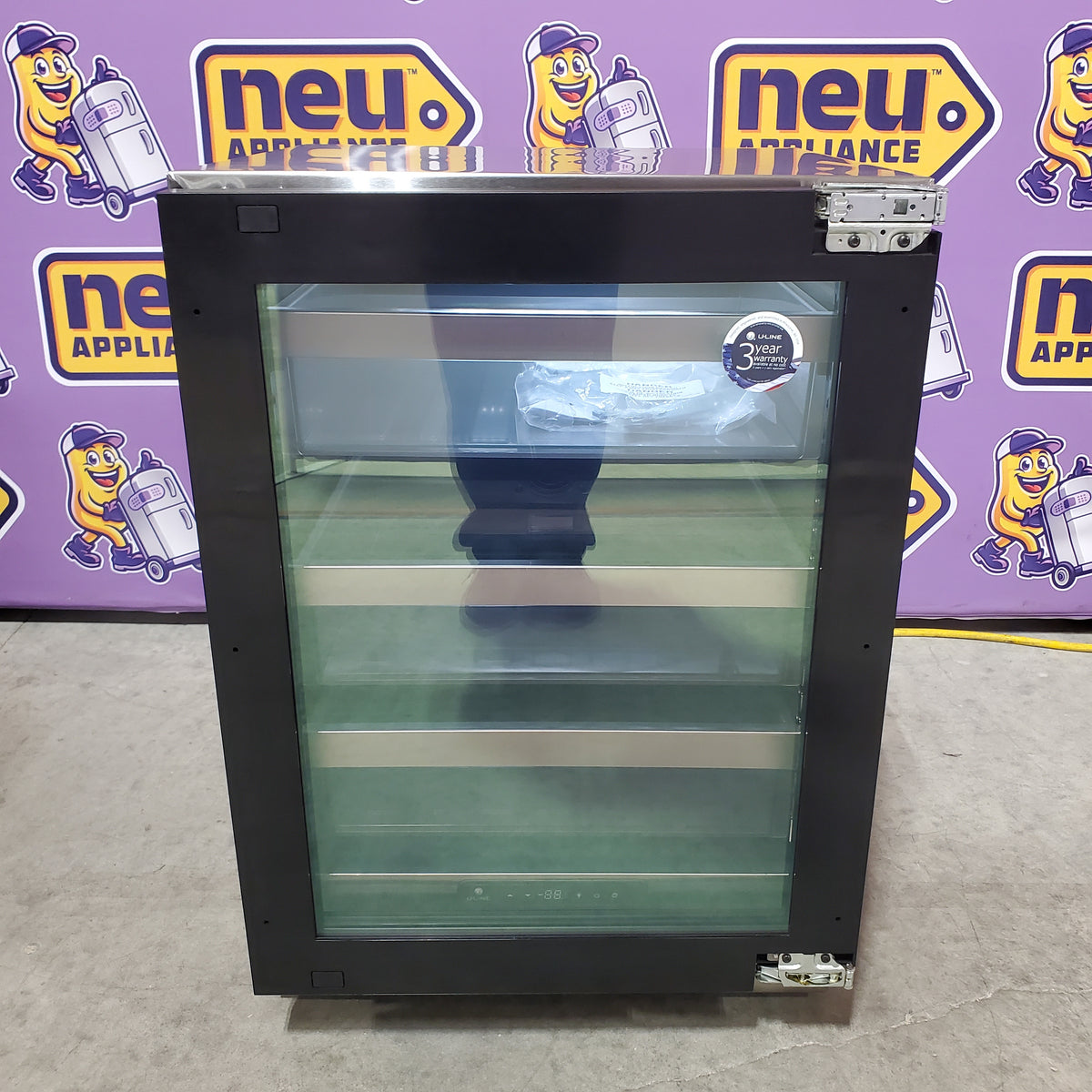 U-Line 24 Inch Undercounter Refrigerator with 5.2 cu. ft. Capacity, 94-Bottle Capacity, 148-Can Capacity, LED Lighting, Digital Touch Pad Control, Convection Cooling, and Reversible Soft Close Door UHRE524-IG01A - Scratch & Dent (Minor)
