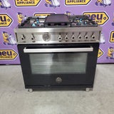Bertazzoni 36" Professional Series Range Gas Oven 6 Brass Burners in Black PRO366BCFGMNET - Open Box