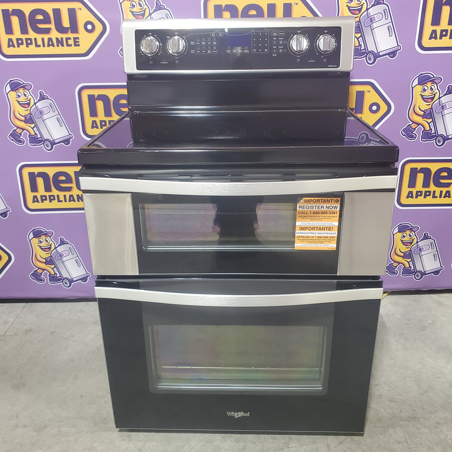 Whirlpool 6.7 cu. ft. 5 Burner Element Double Oven Electric Range with True Convection in Stainless Steel 22321458 - WGE745C0FS - Open Box