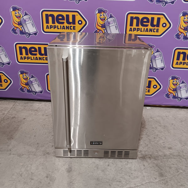 Coyote 24 Inch Outdoor Compact Refrigerator with 5.5 cu. ft. Capacity, Stainless Steel Construction, Wire Shelves, Automatic Defrost, Digital Thermostat, and Interior Lighting 1119364 - C1BIR24-R - Scratch & Dent (Moderate)