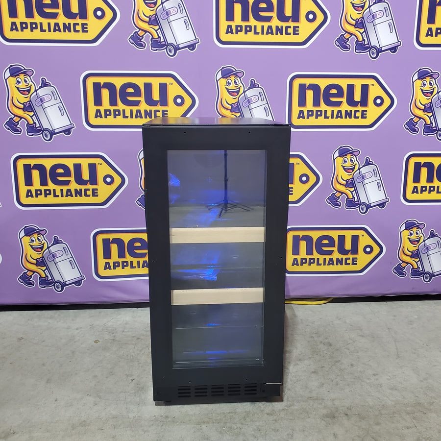 Azure 15 Inch Beverage Center with 3 cu. ft. Capacity, Glass Shelving, Wine Racks, Field Reversible Door, Digital Display Controls, Auto Defrost, and Blue LED Lighting 11111506 - A115BEV-O - Open Box