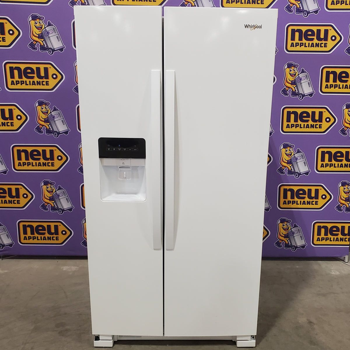 Whirlpool 24.6-cu ft Standard-Depth Side-by-Side Refrigerator with Ice Maker, Water and Ice Dispenser in White WRS315SDHW - Scratch & Dent (Minor)