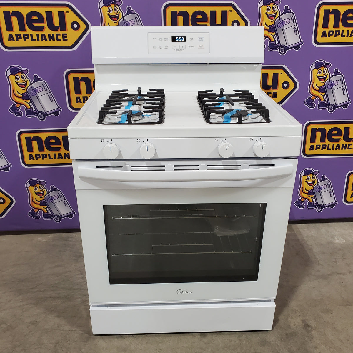 Midea 6.1 cu. ft. 4-Burner Freestanding Gas Range with Steam Cleaning 22442611 -MGR30S2AWW - Scratch & Dent (Minor)