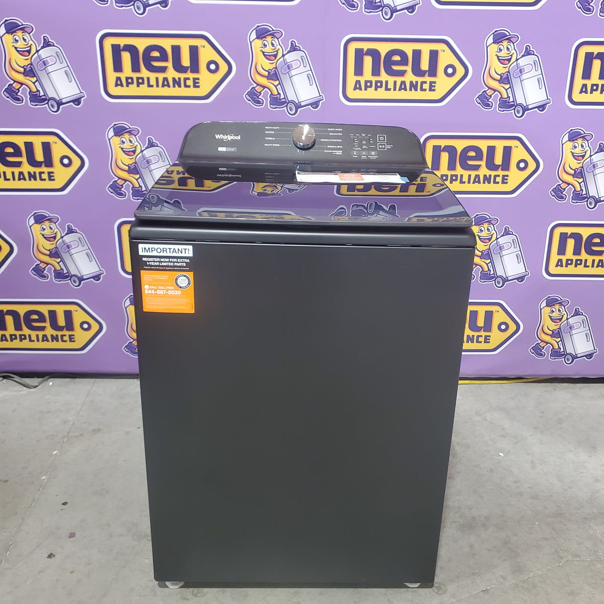 Whirlpool Volcano Black 5.2-5.3 Cu. Ft. Whirlpool® Top Load Washer with Removable Agitator and Deep Water Wash Option WTW6157PB - Scratch & Dent (Minor)