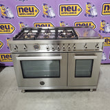 Bertazzoni 48 Inch Freestanding Gas Range with 6 Sealed Burners, 7.1 cu. ft. Total Capacity, Dual Convection, and Electric Griddle PRO486BTFGMXT - Scratch & Dent (Minor)