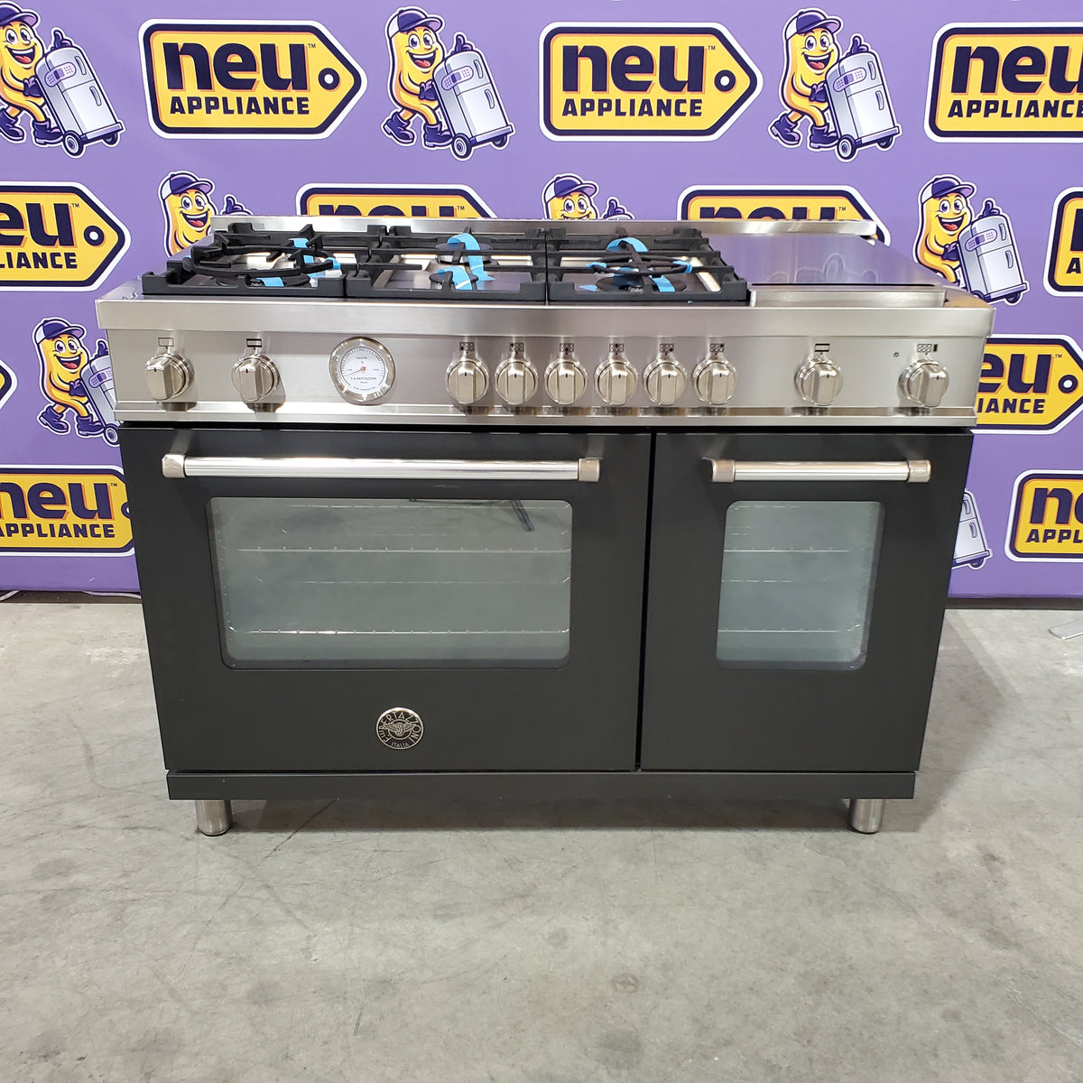 Bertazzoni 48 Inch Freestanding Gas Range with 7.1 cu. ft., 6 Sealed Burners, Griddle, and Convection MAST486GGASNEE - Scratch & Dent (Moderate)