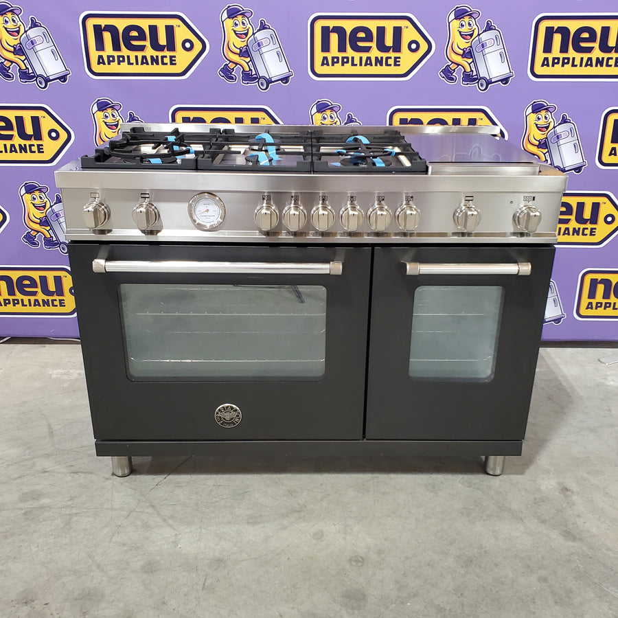 Bertazzoni 48 Inch Freestanding Gas Range with 7.1 cu. ft., 6 Sealed Burners, Griddle, and Convection MAST486GGASNEE - Scratch & Dent (Moderate)