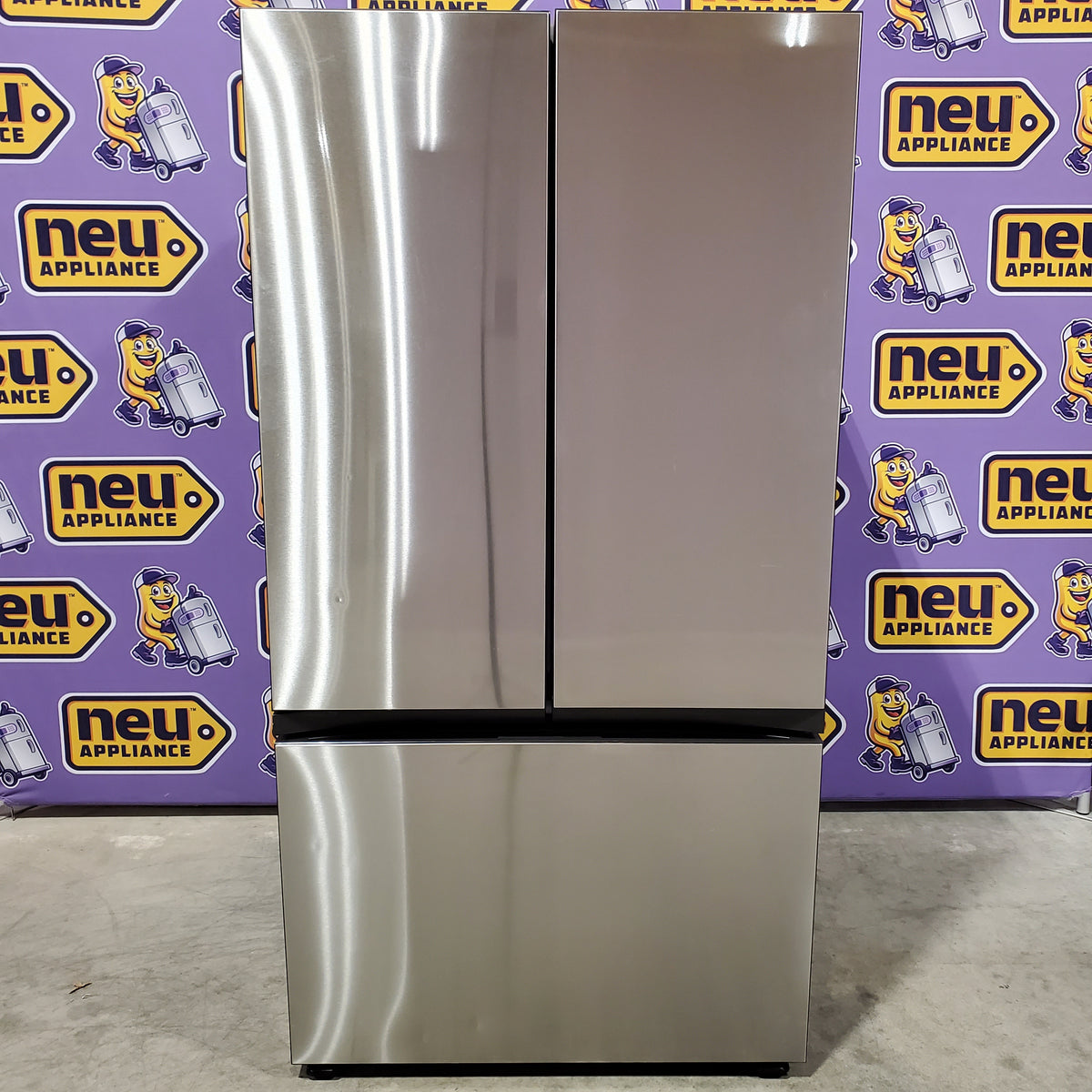 Samsung Bespoke Stainless Steel 3 Door French Door 30 Cu. Ft. Refrigerator with Beverage Center 22521663 - RF30BB660012 - Scratch & Dent (Moderate)