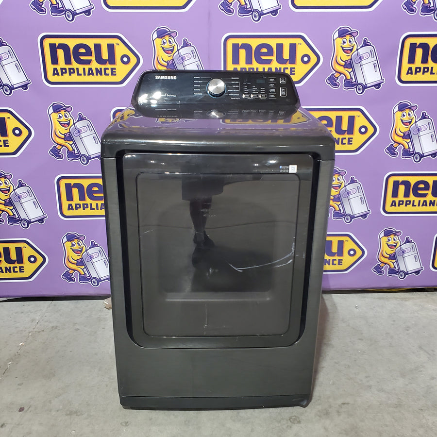 Samsung 4.7 cu. ft. Large Capacity Smart Top Load Washer with Active WaterJet in Brushed Black WA47CG3500AV - Certified Refurbished and Samsung Brushed Black 7.4 cu. ft. Smart Electric Dryer with Sensor Dry DVE47CG3500V - Certified Refurbished