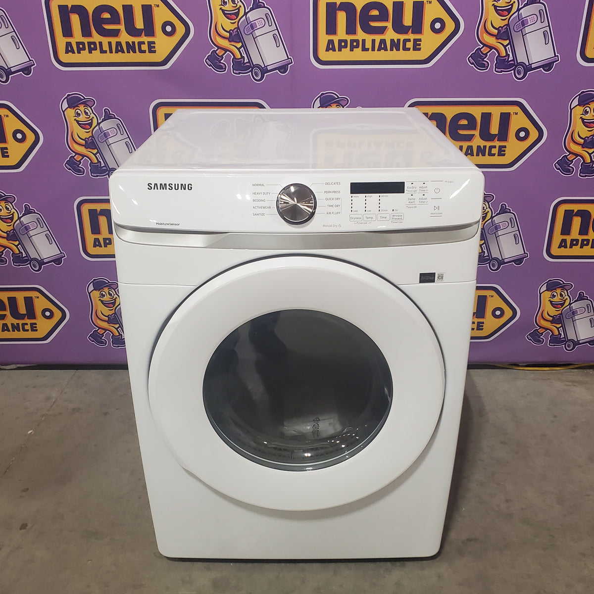 Samsung 7.5 cu. ft. Front Load Electric Dryer with Smart Care in White DVE45T6000W - Scratch & Dent (Major)