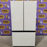 Samsung Bespoke White Glass 3 Door French Door 30 Cu. Ft. Refrigerator with Beverage Center 22221425 - RF30BB660012 - Scratch & Dent (Minor)
