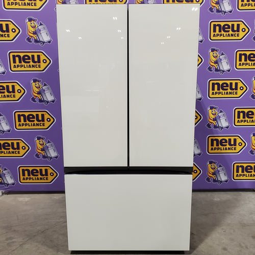 Samsung Bespoke White Glass 3 Door French Door 30 Cu. Ft. Refrigerator with Beverage Center 22221425 - RF30BB660012 - Scratch & Dent (Minor)