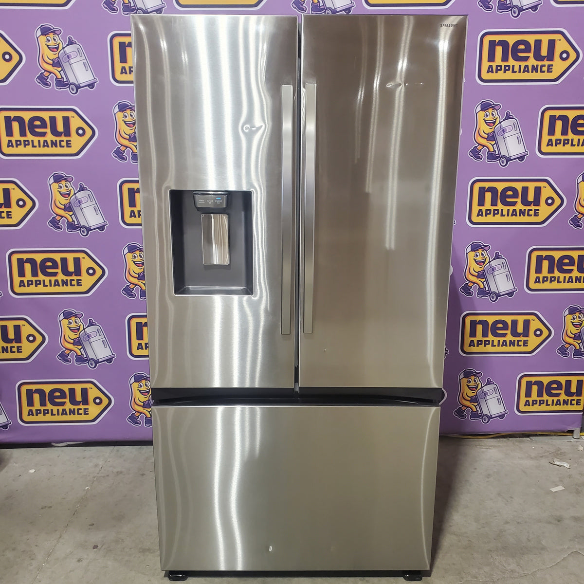 Samsung Bespoke AI Counter-Depth Sphere Ice 26-cu ft 36-in Wide French Door Refrigerator with Dual Ice Maker (Fingerprint Resistant Stainless Steel) ENERGY STAR Certified RF70F27SER - Scratch & Dent (Moderate)