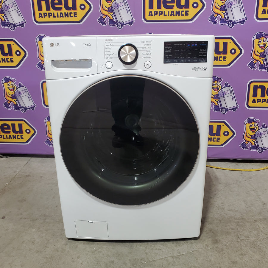 LG 4.5 cu. ft. Front Load Washer with Steam and Built-In Intelligence in White WM4000HWA - Scratch & Dent (Minor) and LG 7.4 cu. ft. Front Load Electric Dryer with TurboSteam and Sensor Dry Technology in White DLEX4000W - Scratch & Dent (Major)