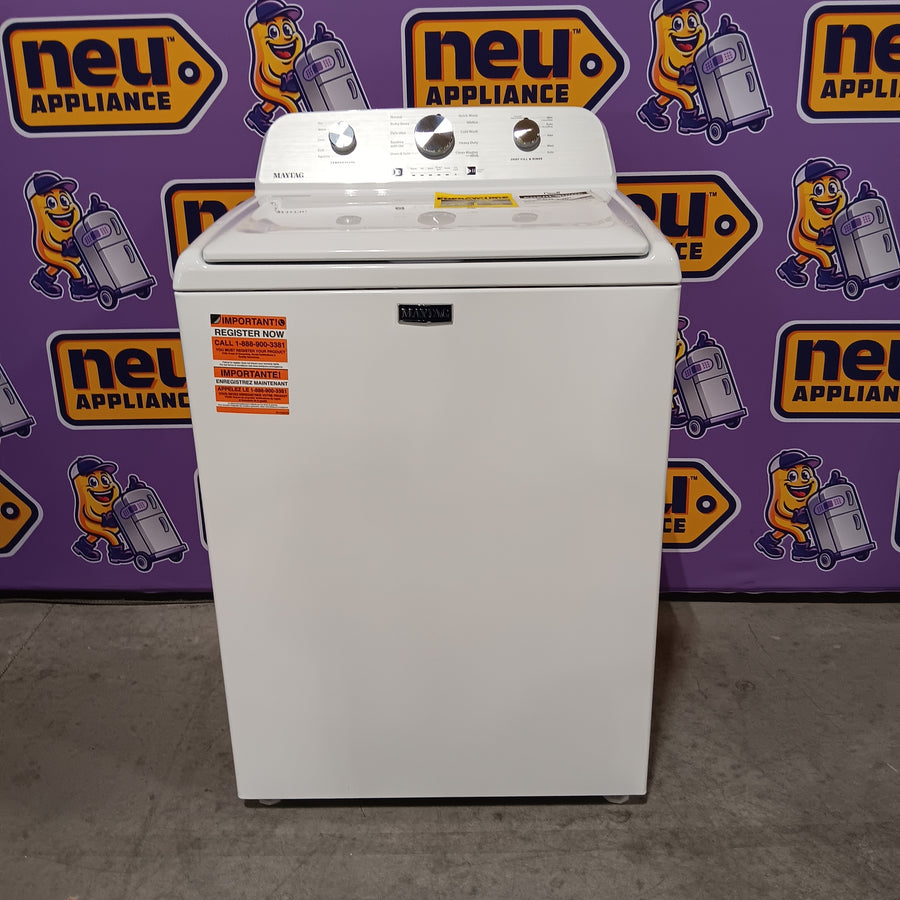 Maytag 4.2 Cu. Ft. Capacity Top Load Washer in White MTW4205SW - Scratch & Dent (Minor) and MayTag 7.0 cu. ft. Top Load Electric Wrinkle Prevent Dryer 16268 - MED4500MW - Open Box