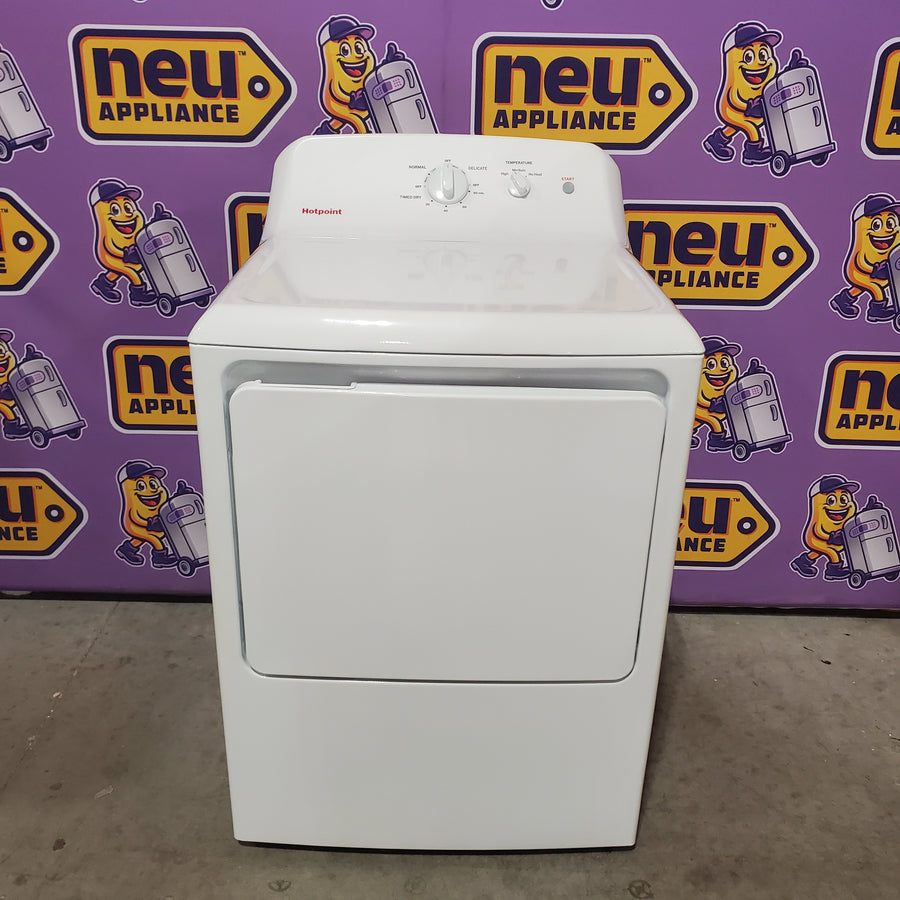 Hotpoint® 4.0 cu. ft. Capacity Washer with Cold Plus and Water Level Control HTW265ASWWW - Scratch & Dent (Minor) and Hotpoint 6.2 cu. ft. Capacity Electric Dryer with Up To 120 ft. Venting and Shallow Depth HTX26EASWWW - Scratch & Dent (Moderate)