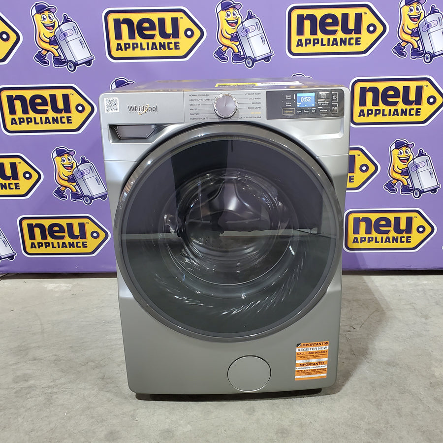 Whirlpool 4.5 cu. ft. Smart Front Load ENERGY STAR® Washer with FreshFlow™ Vent System WFW5720RR - Scratch & Dent (Minor) and Whirlpool 7.4 cu. ft. 240-Volt Stackable Electric Vented Dryer with Steam Refresh WED90HEFC - Certified Refurbished