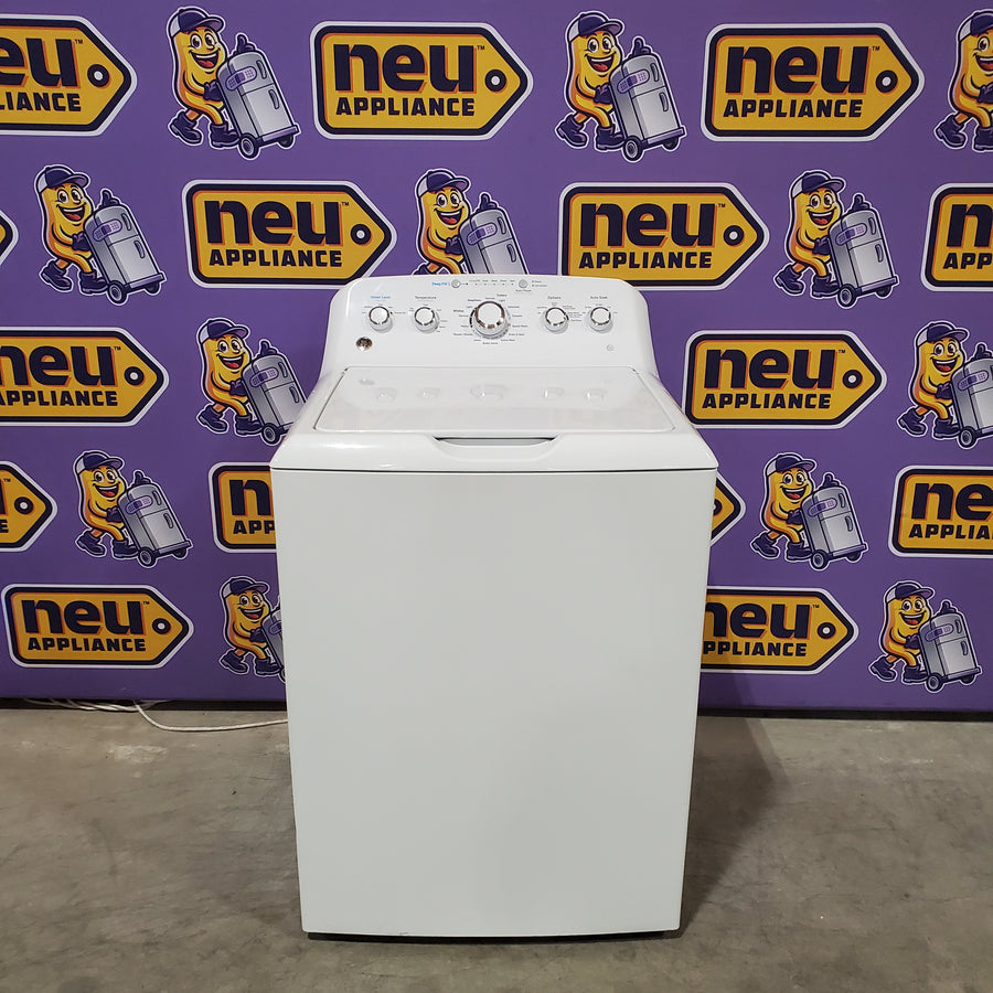 GE® 4.5 cu. ft. Capacity Washer with Stainless Steel Basket in White GTW465ASNWW - Certified Refurbished and GE White Electric 7.2 Cu. Ft. Dryer with Aluminized Alloy Drum GTD42EASJWW - Certified Refurbished