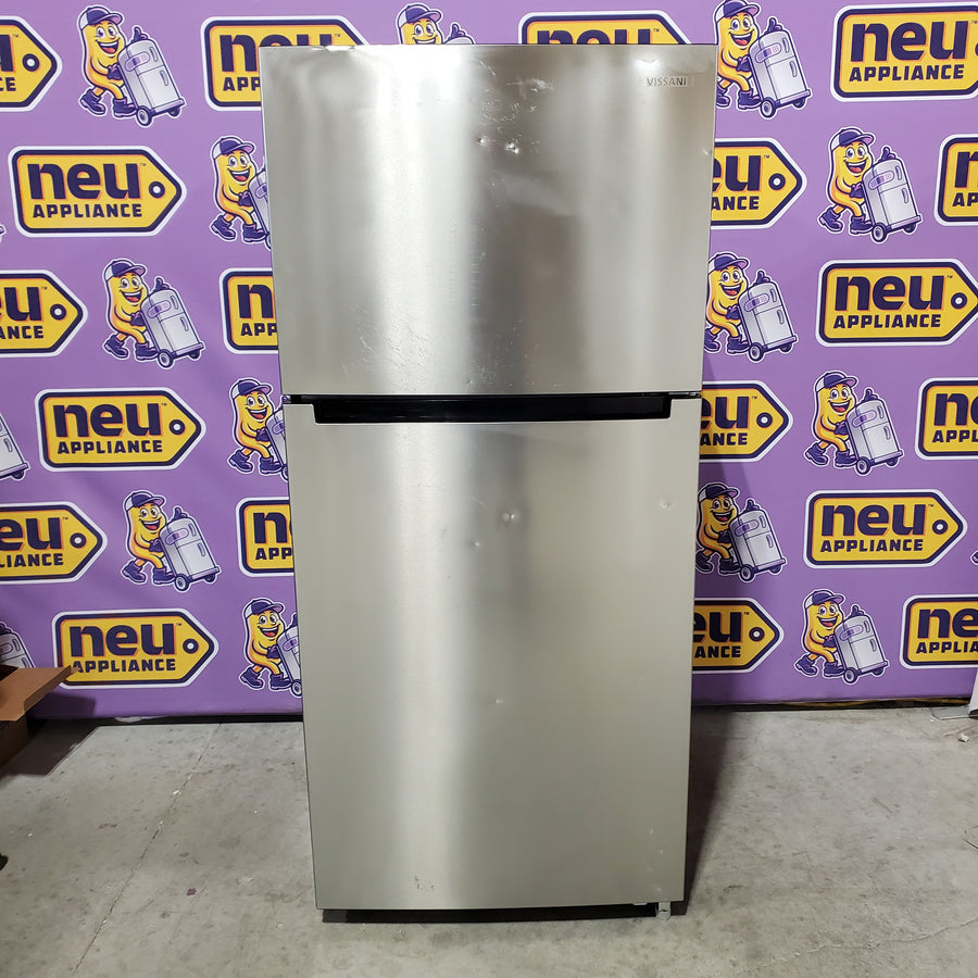 Vissani 18.1 cu. ft. Top Freezer Refrigerator in Fingerprint Resistant Stainless Steel Look, Garage Ready MDTF18SSR5 - Scratch & Dent (Major)