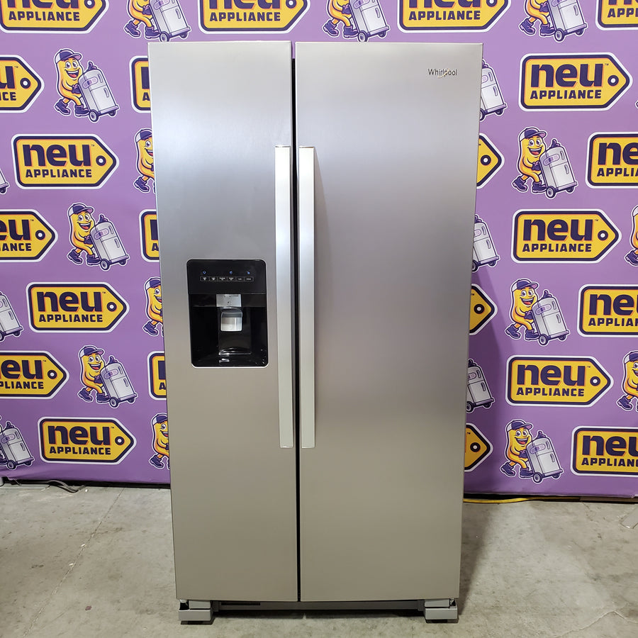 Whirlpool 24 cu ft Capacity Side By Side Refrigerator with Ice and Water Dispenser in Fingerprint Resistant Stainless Steel WRS315SDHZ - Open Box