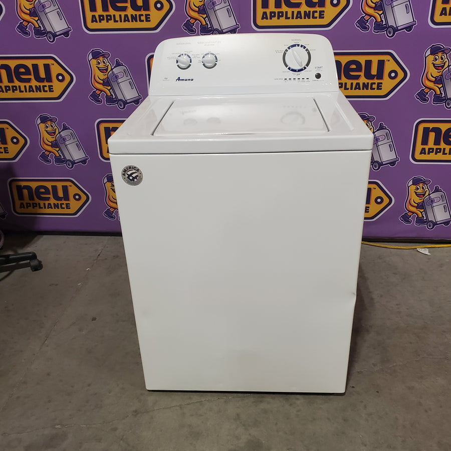 Amana Top Load 3.5 Cu. Ft. Washer with Dual Action Agitator, Porcelain Tub, and Late Lid Lock NTW4516FW - Certified Refurbished