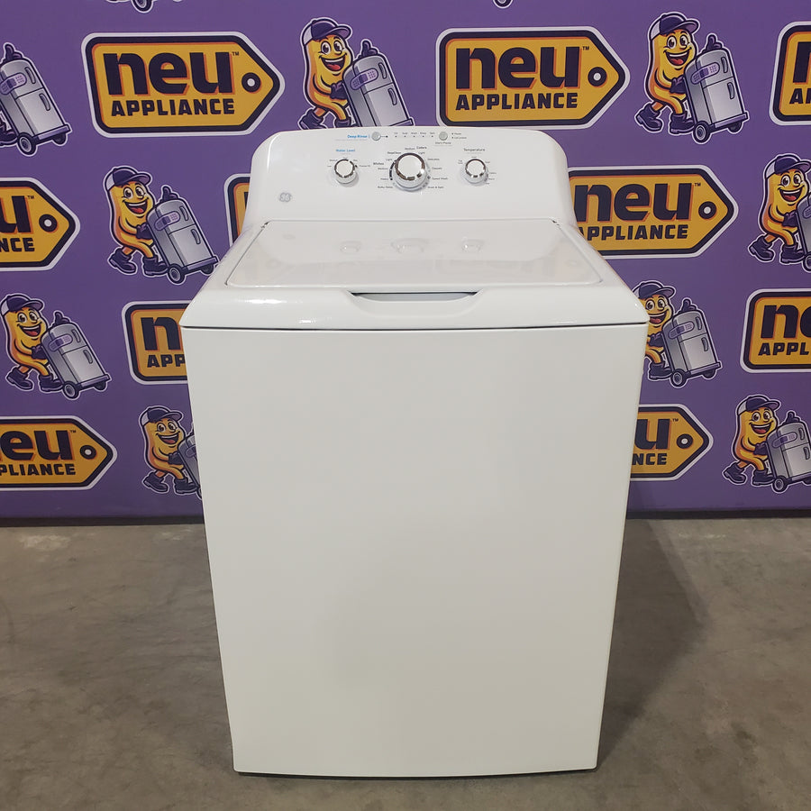 GE® 4.2 cu. ft. Capacity Washer with Stainless Steel Basket GTW335ASNWW - Certified Refurbished and GE 6.2 cu. ft. Capacity Electric Dryer with Up To 120 ft. Venting and Shallow Depth 16305 - GTD33EASKWW - Certified Refurbished