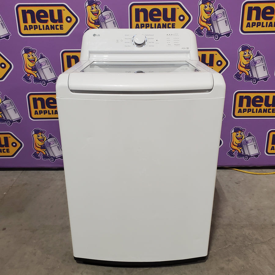 LG Top Load 4.1 Cu. Ft. Washer with TurboDrum Technology in White WT6105CW - Scratch & Dent (Moderate) and LG 7.3 Cu. Ft.  Electric Rear Control Ultra Large Capacity Dryer in White with Sensor Dry 16297 - DLE6100W - Open Box
