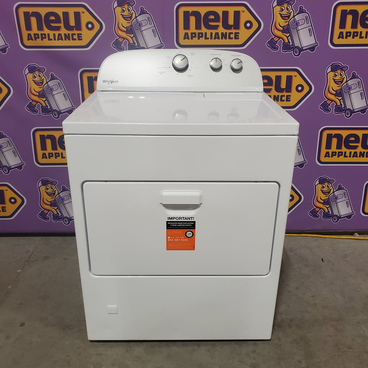 Whirlpool White Electric Extra Large 7.0 Cu. Ft. Dryer with Wrinkle Shield WED4815EW - Scratch & Dent (Minor)