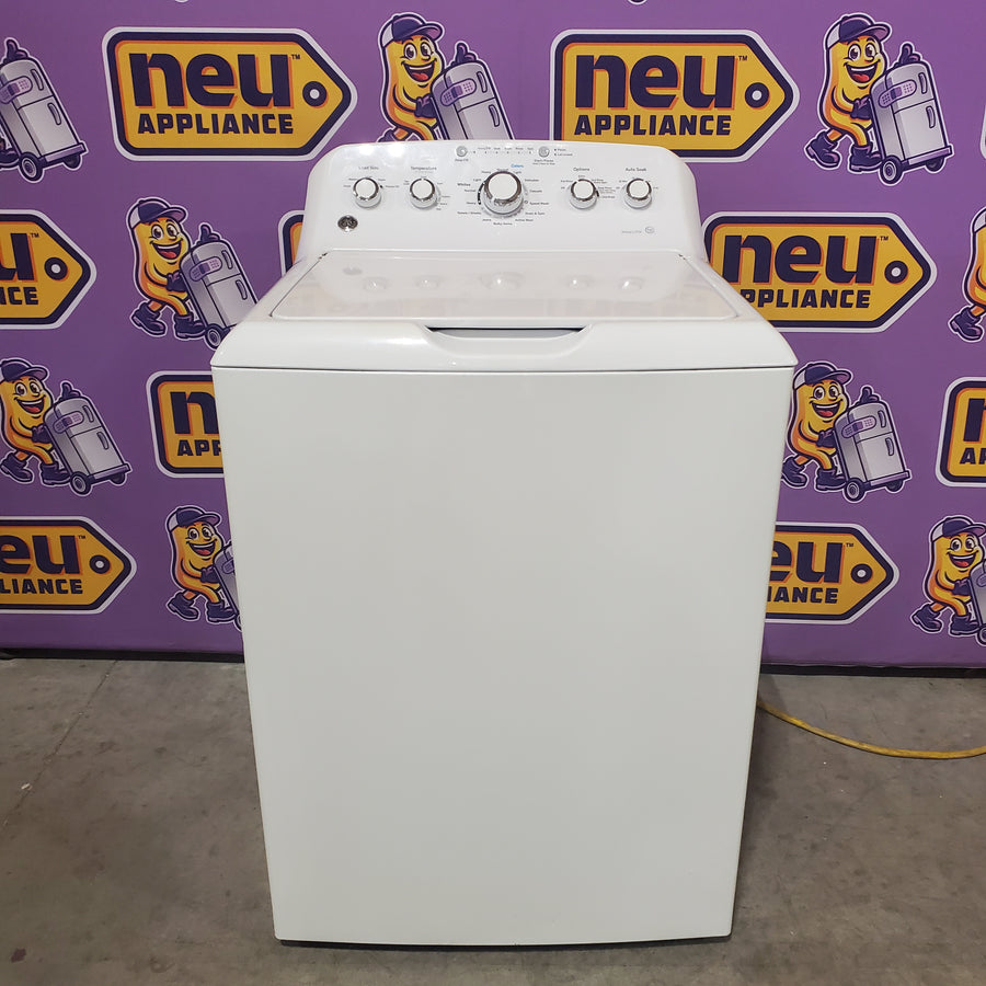 GE White Top Load 4.2 Cu. Ft. Washer with Stainless Steel Basket and Dual Action Agitator GTW460ASJWW - Certified Refurbished and GE White Electric 7.2 Cu. Ft. Dryer with Aluminized Alloy Drum GTD42EASJWW - Certified Refurbished