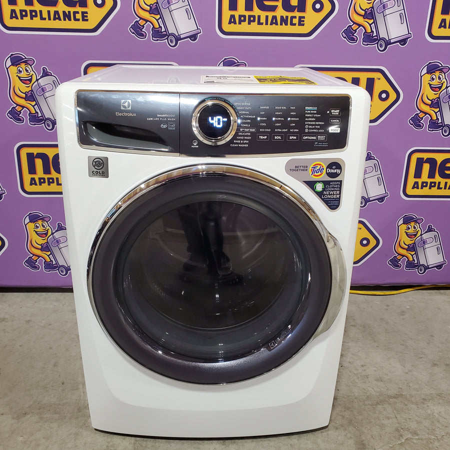 Electrolux 4.5 Cu.Ft. Stackable Front Load Washer with Steam and SmartBoost Wash System ELFW7637AW - Open Box and Electrolux 8.0 cu. ft. Front Load Electric Dryer with Perfect Steam ELFE7637AW - Open Box