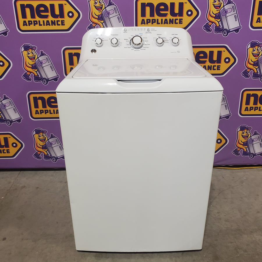 GE® 4.5 cu. ft. Capacity Washer with Stainless Steel Basket in White GTW465ASNWW - Certified Refurbished and GE White Electric 7.2 Cu. Ft. Dryer with Aluminized Alloy Drum GTD42EASJWW - Certified Refurbished