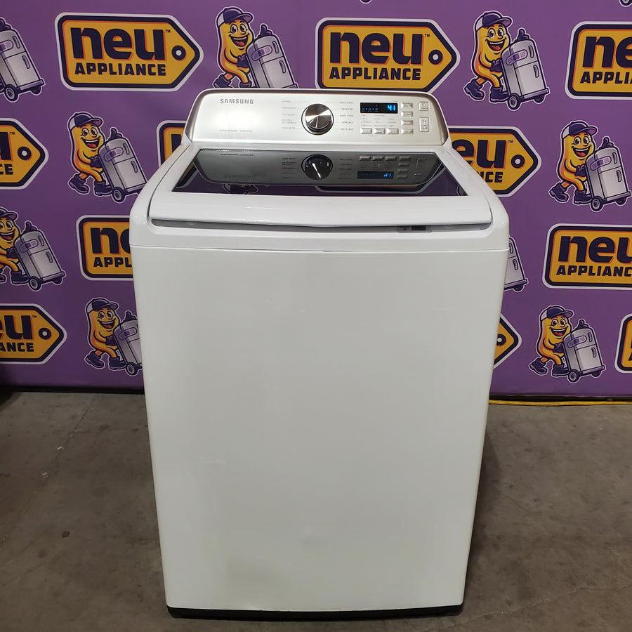 Samsung 4.5-cu ft High Efficiency Impeller Medium Top-Load Washer in White WA45T3400AW - Certified Refurbished and Samsung 7.2-cu ft Electric Dryer in White DV400EWHDWR - Certified Refurbished