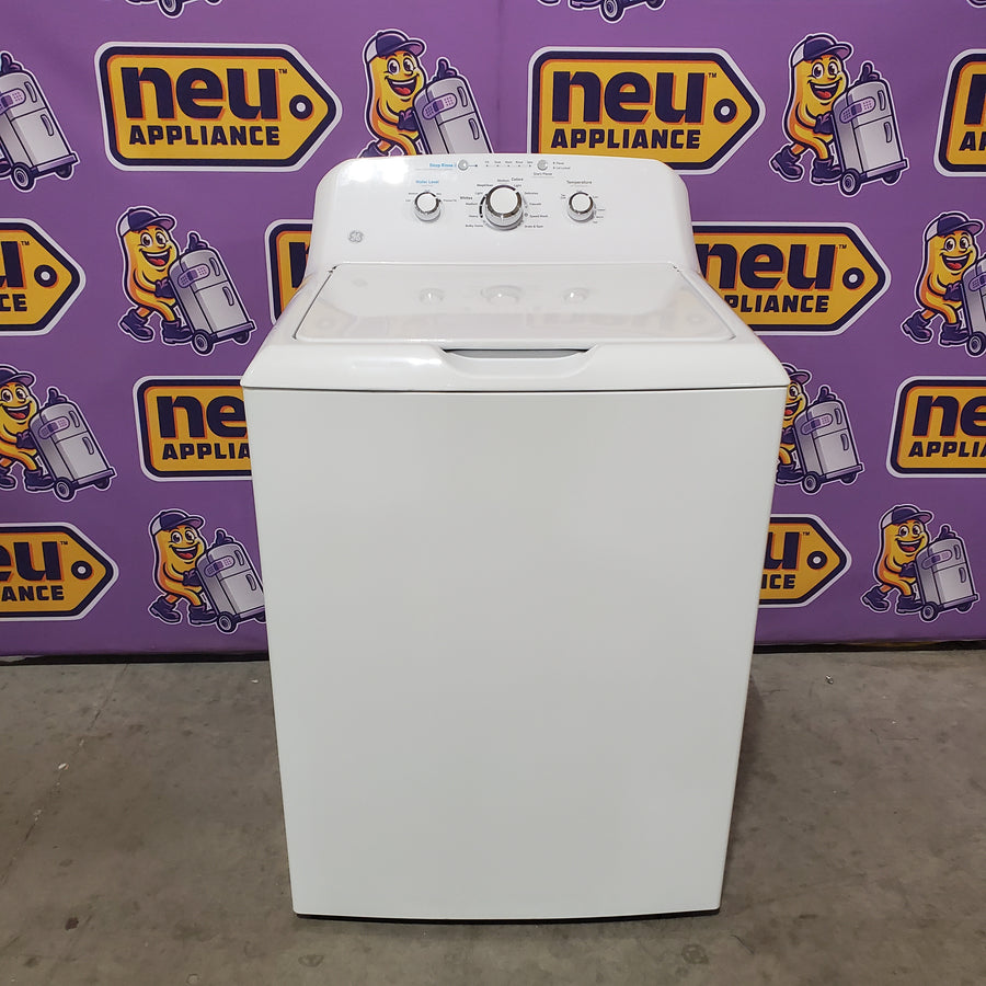 GE® 4.2 cu. ft. Capacity Washer with Stainless Steel Basket GTW335ASNWW - Certified Refurbished and GE 6.2 cu. ft. Capacity Electric Dryer with Up To 120 ft. Venting and Shallow Depth GTD33EASKWW - Certified Refurbished