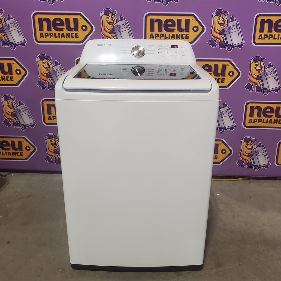 Samsung 4.5 cu. ft. Top Load Washer with Vibration Reduction Technology+ in White WA45T3200AW - Certified Refurbished and Samsung 7.2 cu. ft. Electric Dryer with Sensor Dry in White DVE45T3200W - Scratch & Dent (Minor)
