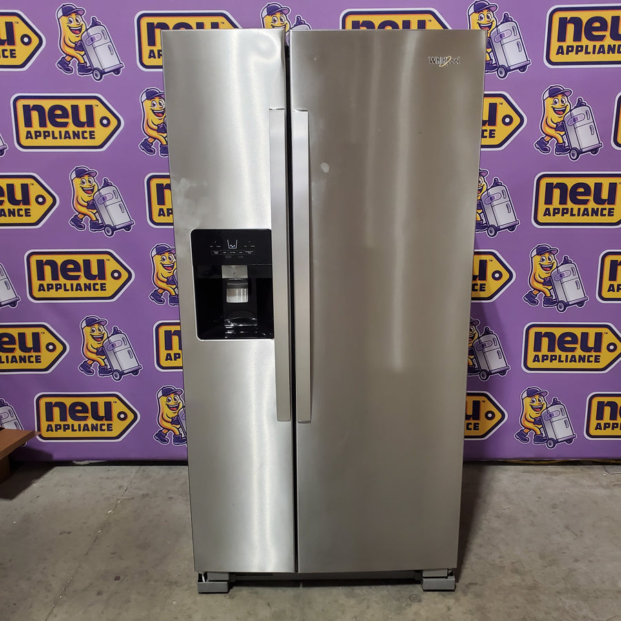 Whirlpool 33 Inch Wide Side by Side 21 Cu. Ft. Refrigerator with Can Caddy and Frameless Glass Shelves in Fingerprint Resistant Stainless Steel WRS321SDHZ - Scratch & Dent (Minor)