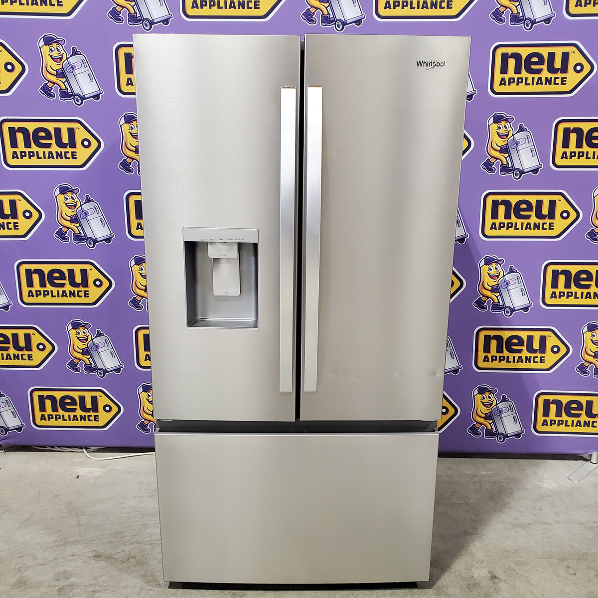 Whirlpool French Door 30 cu ft Refrigerator in Fingerprint Resistant Stainless Finish with In-Door Water and Ice Maker - 30 cu. ft. WRFF3536SZ - Scratch & Dent (Minor)
