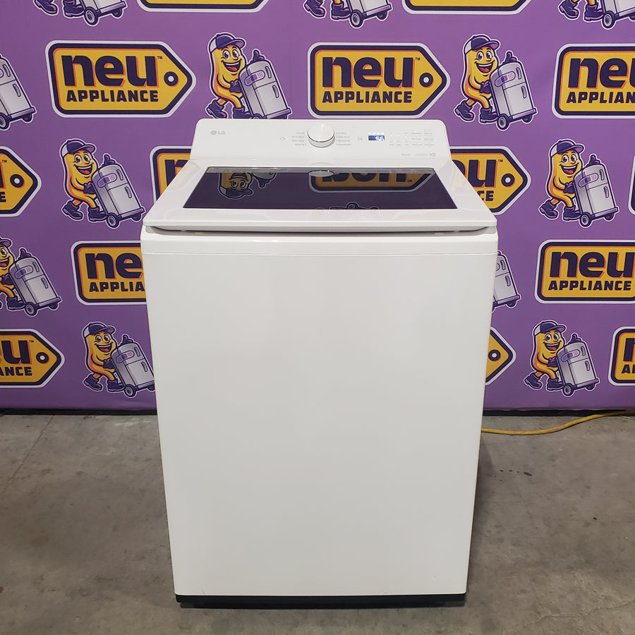 LG 5.0 cu.ft. SMART Top Load Washer in Alpine White with TurboWash WT8200CW - Scratch & Dent (Minor) and LG 7.3 cu. ft. Ultra Large Capacity Rear Control Electric Dryer with AI Sensing and ThinQ® Smart Features DLE8200W - Scratch & Dent (Moderate)