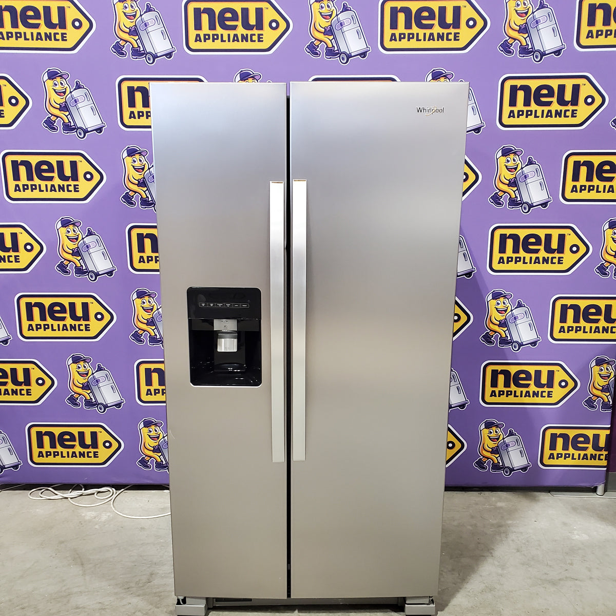 Whirlpool 33 Inch Wide Side by Side 21 Cu. Ft. Refrigerator with Can Caddy and Frameless Glass Shelves in Fingerprint Resistant Stainless Steel WRS321SDHZ - Scratch & Dent (Major)